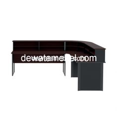 Meja Kantor Size 140 - MP 140 + MP 140 + MP RC 140 + MP RC 140 + MP RC 075 + Metal Pole / Mahogany 
